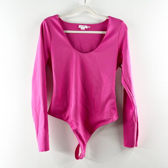 Good American Scuba Scoop Slim Long Sleeve Bodysuit Ballerina Pink Large - Picture 4 of 8